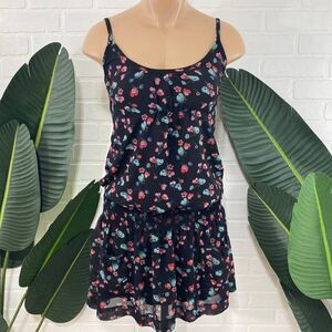 American Eagle black floral bubble dress